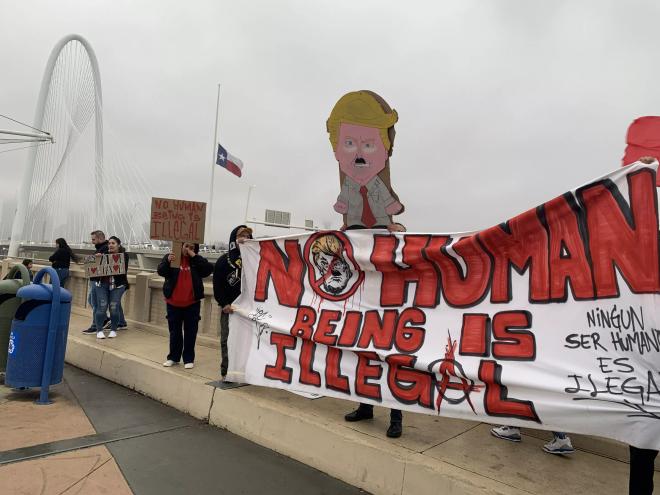 trump protest march