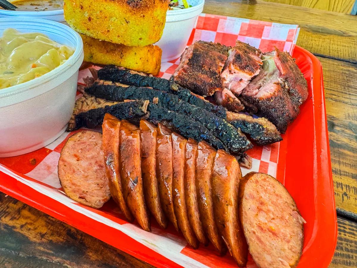 a tray of barbecue from Off the Bone