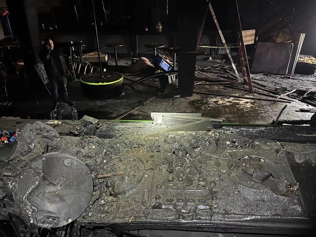 The burning site of Dallas club Jack's House.