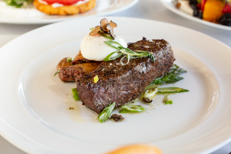steak and eggs and Ocean Prime