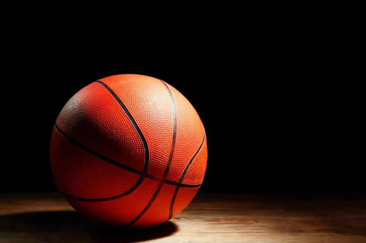 basketball on an indoor court