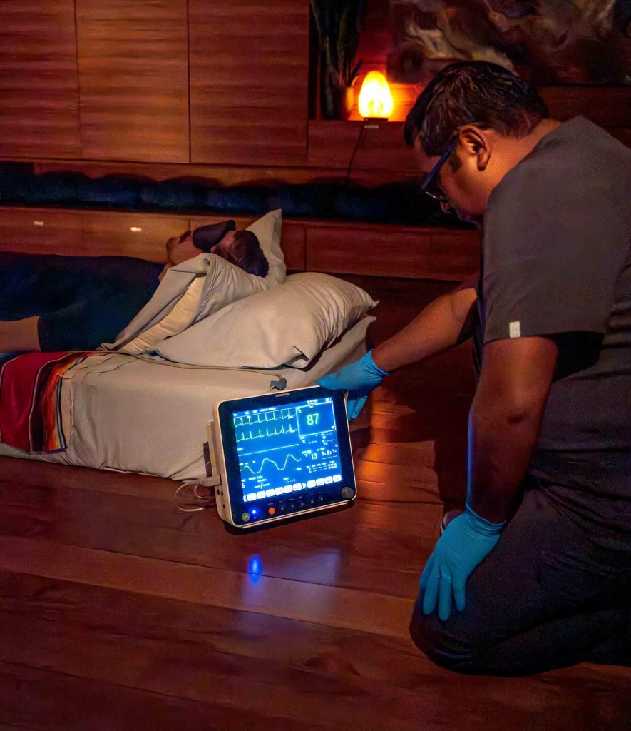 A patient's heart is monitored during Ibogaine treatment.